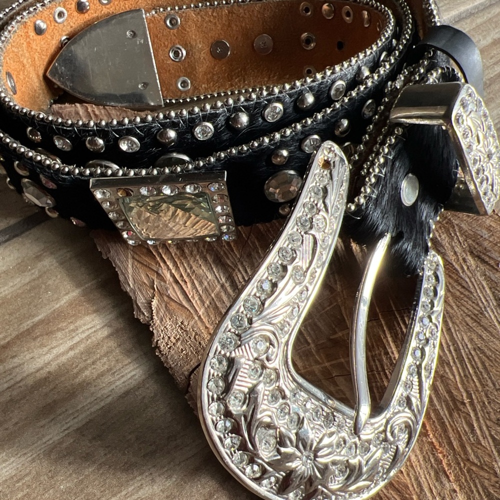 Chic Black and Silver Studded Belt